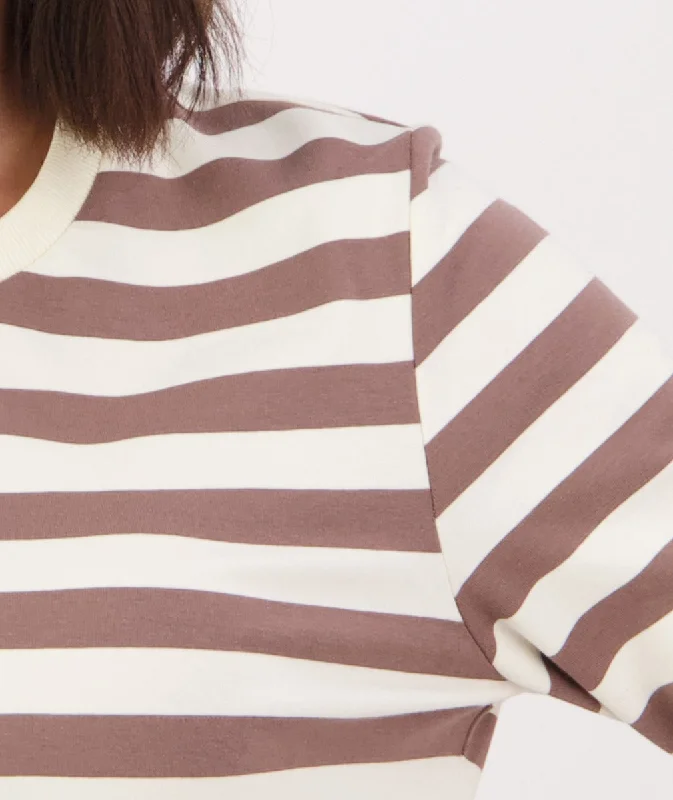 Swanndri Papamoa LS Stripe T Shirt Walnut White