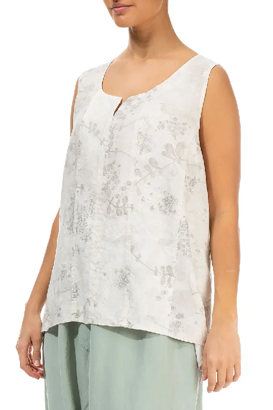 Sweetheart Neck Blossom Linen Top