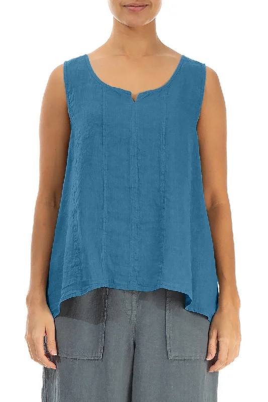 Sweetheart Neck Denim Linen Top