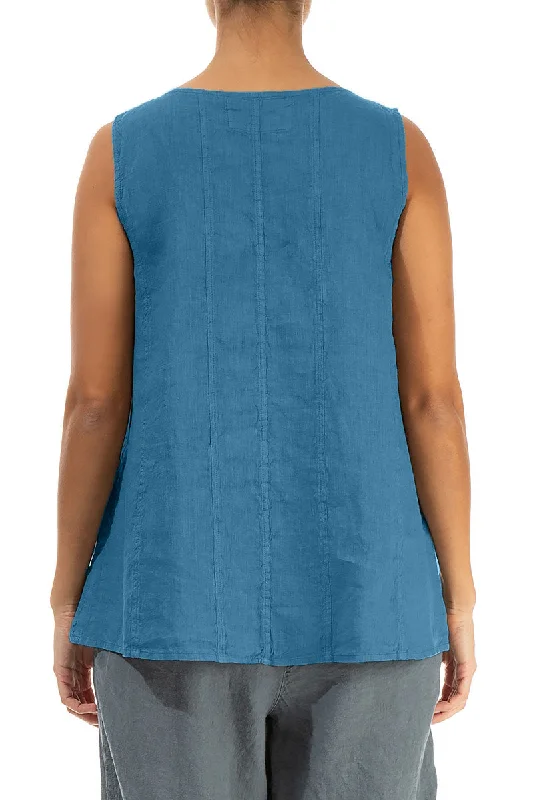 Sweetheart Neck Denim Linen Top