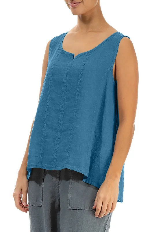 Sweetheart Neck Denim Linen Top