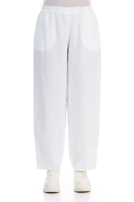 Taper White Linen Trousers