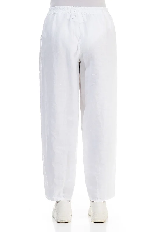 Taper White Linen Trousers