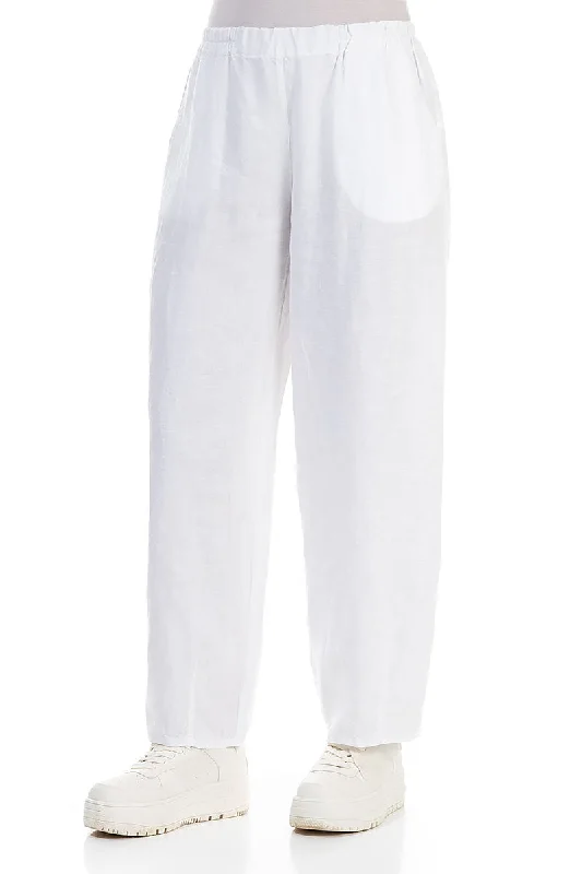 Taper White Linen Trousers