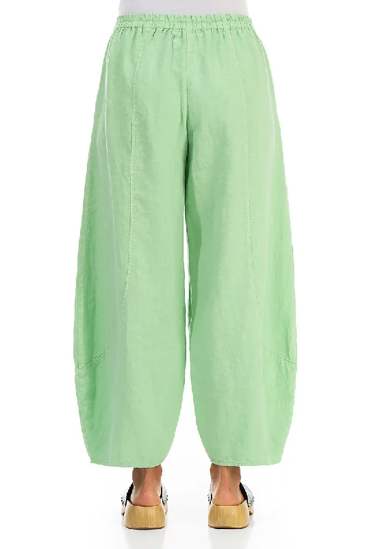 Taper Wide Green Sorbet Linen Trousers