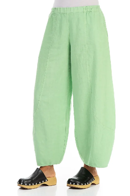 Taper Wide Green Sorbet Linen Trousers