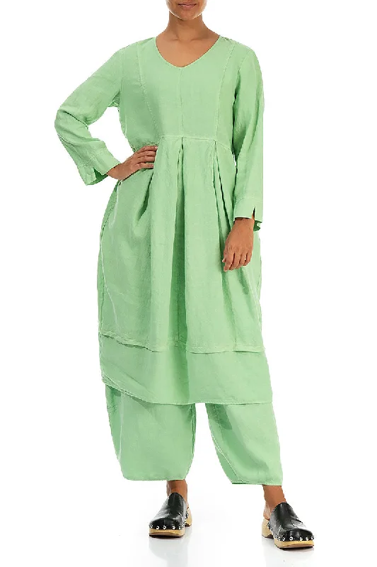 Taper Wide Green Sorbet Linen Trousers