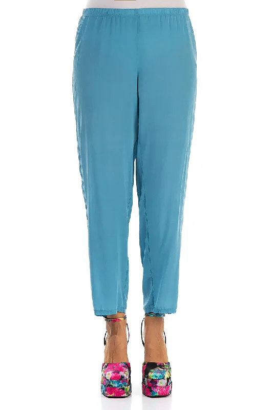 Tapered Denim Silk Trousers