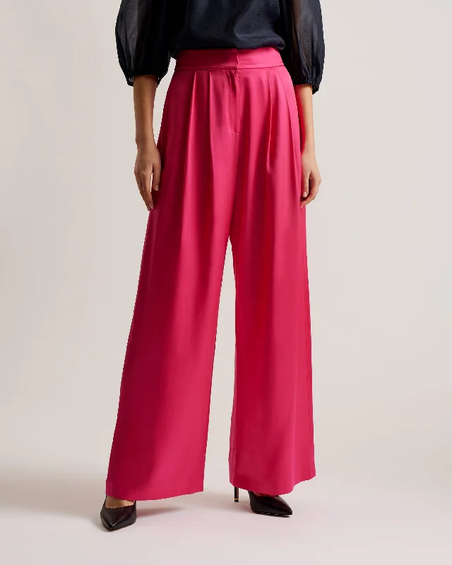 Teerut Satin Wide Leg Tailored Trousers Brt-Pink