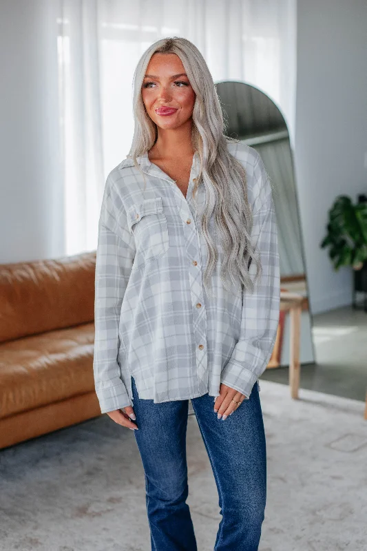 Tehlie Flannel Top - Heather Grey