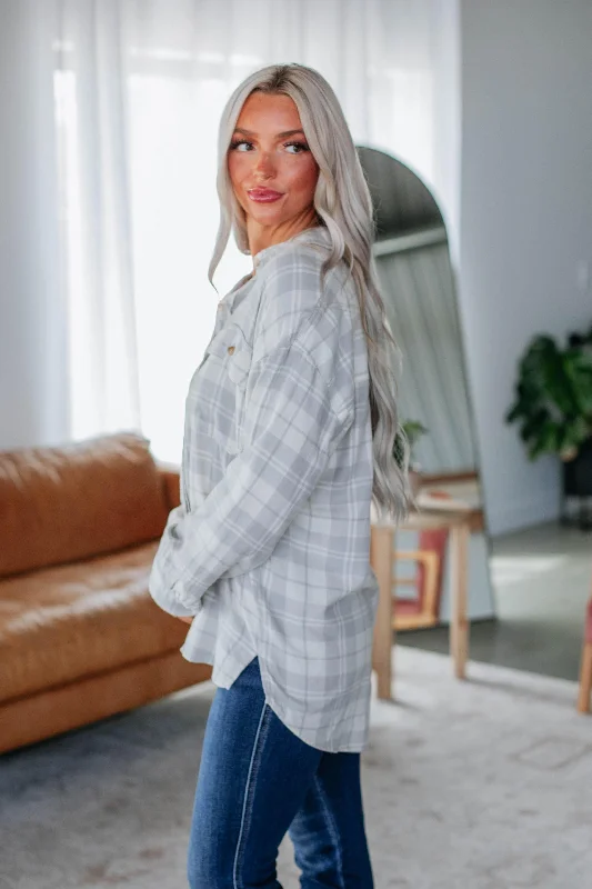 Tehlie Flannel Top - Heather Grey