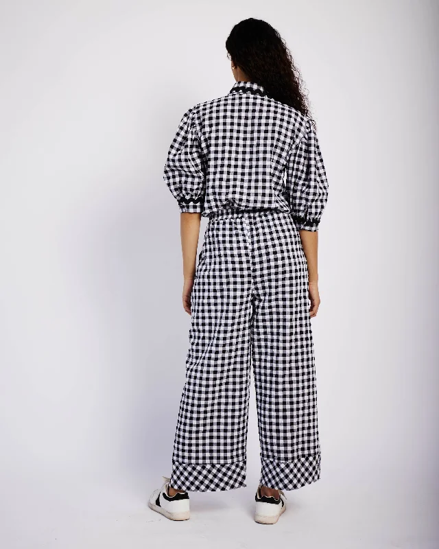 The Frankie Shirt with Ric Rac Detail in Black & White Gingham