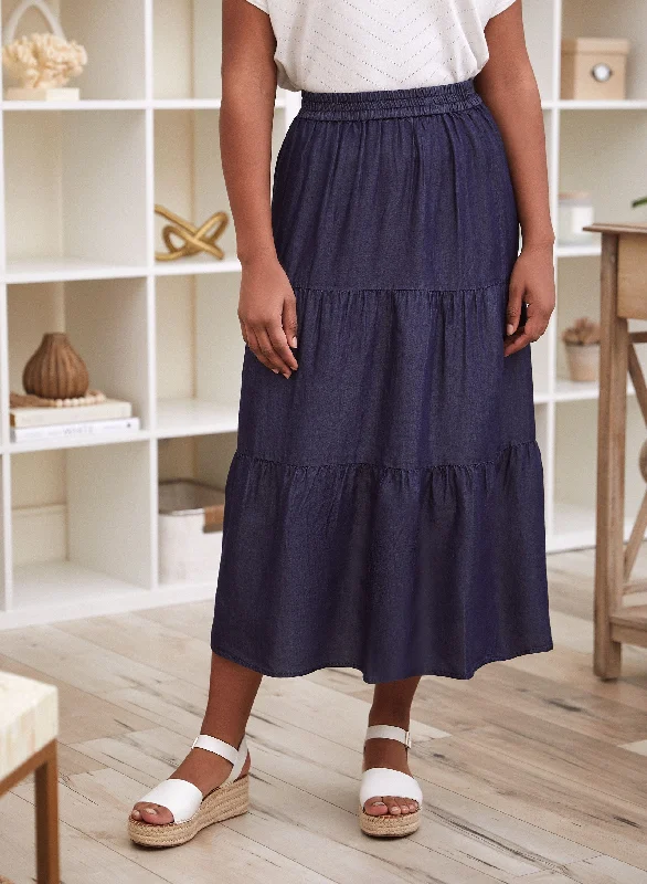 Tiered Tencel Maxi Skirt