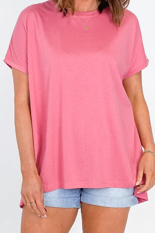 Tirelli Longline Crewneck Tee Blush Pink