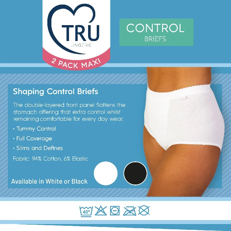 Tru Lingerie Control Briefs 2 Pack - White