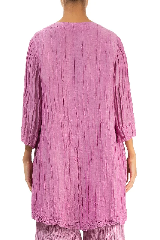 Two Pockets Crinkled Wild Berry Silk Tunic