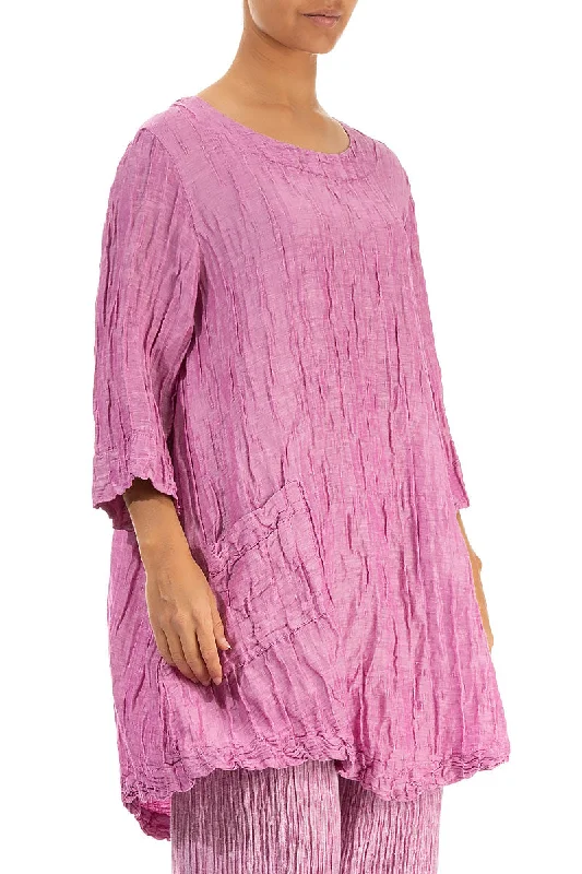 Two Pockets Crinkled Wild Berry Silk Tunic