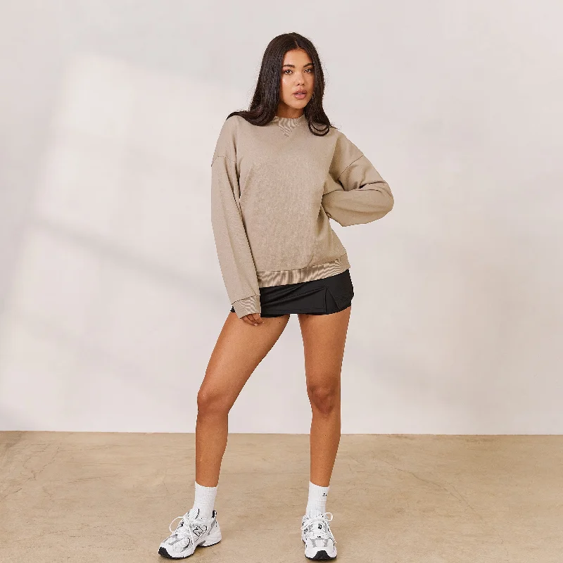 Varsity Crew Neck Jumper - Oat