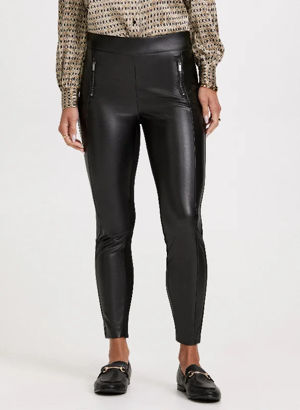 Vegan Leather Paneled Pants