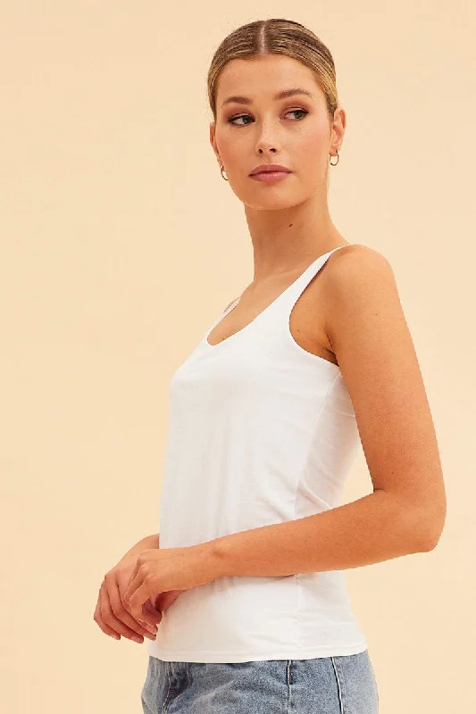 White Essential Scoop Neck Sleeveless Tank