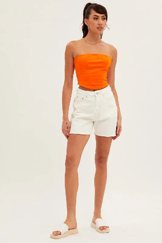 White High Rise Shorts Longline