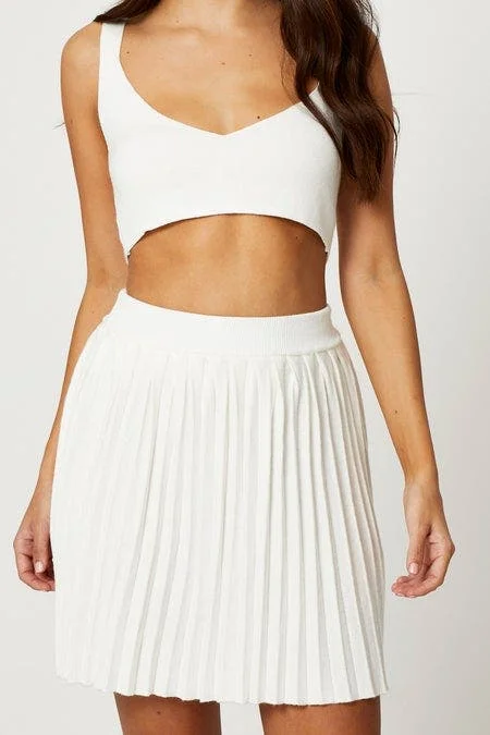 White Knit Skirt Bralette Set