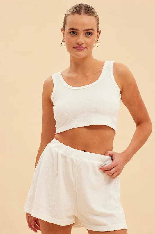 White Terry Beach Crop Tank