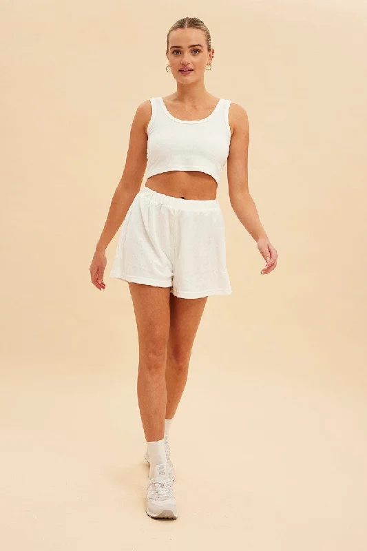 White Terry Beach Crop Tank