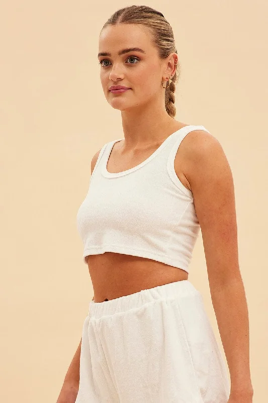 White Terry Beach Crop Tank