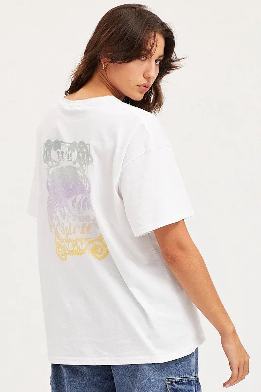 White Unisex T Shirt Short Sleeve Oversized Crew Neck