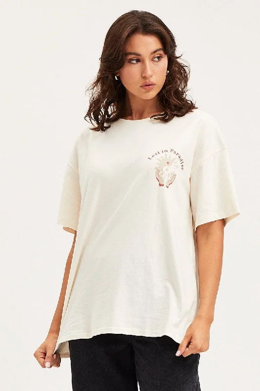 White Unisex T Shirt Short Sleeve Oversized Crew Neck