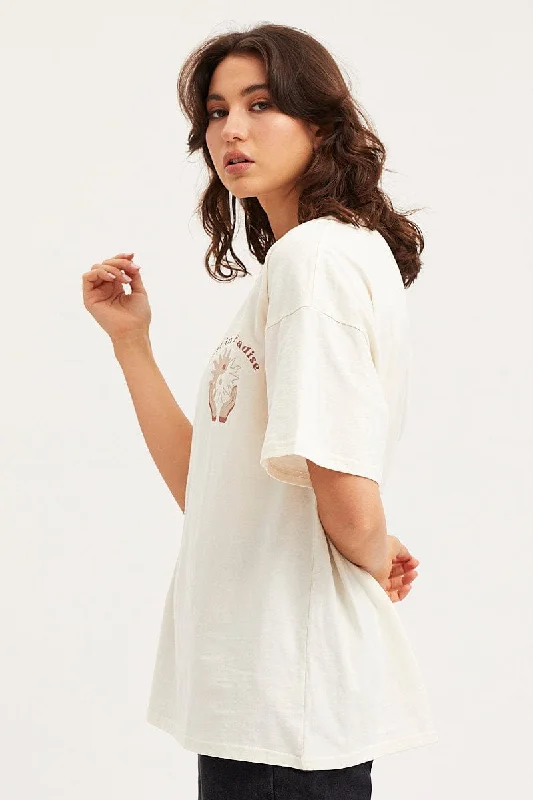 White Unisex T Shirt Short Sleeve Oversized Crew Neck