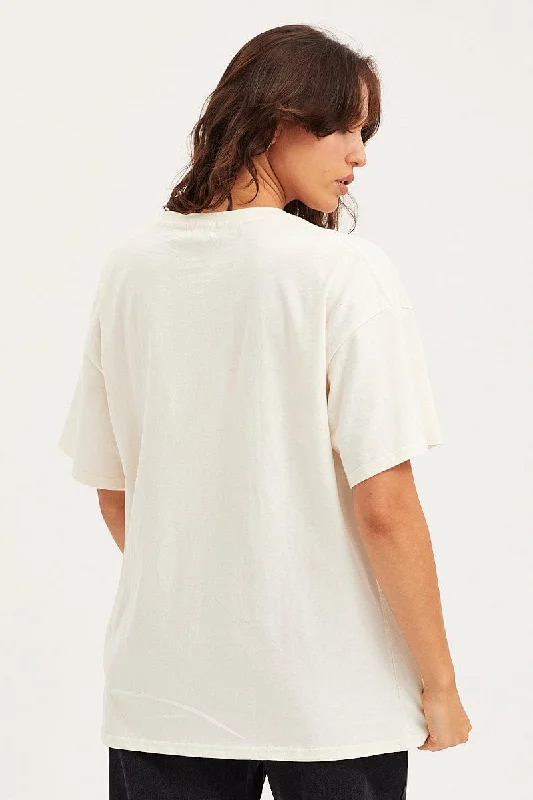 White Unisex T Shirt Short Sleeve Oversized Crew Neck