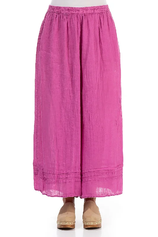 Wide Wild Berry Gauze Linen Trousers