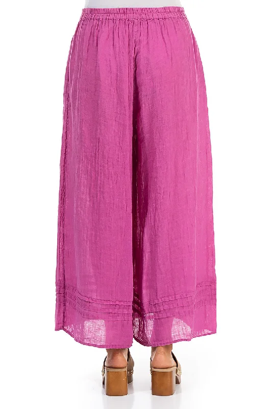 Wide Wild Berry Gauze Linen Trousers