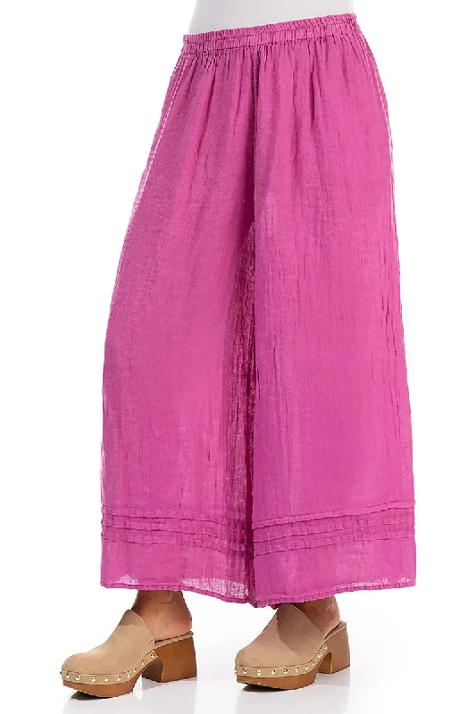 Wide Wild Berry Gauze Linen Trousers