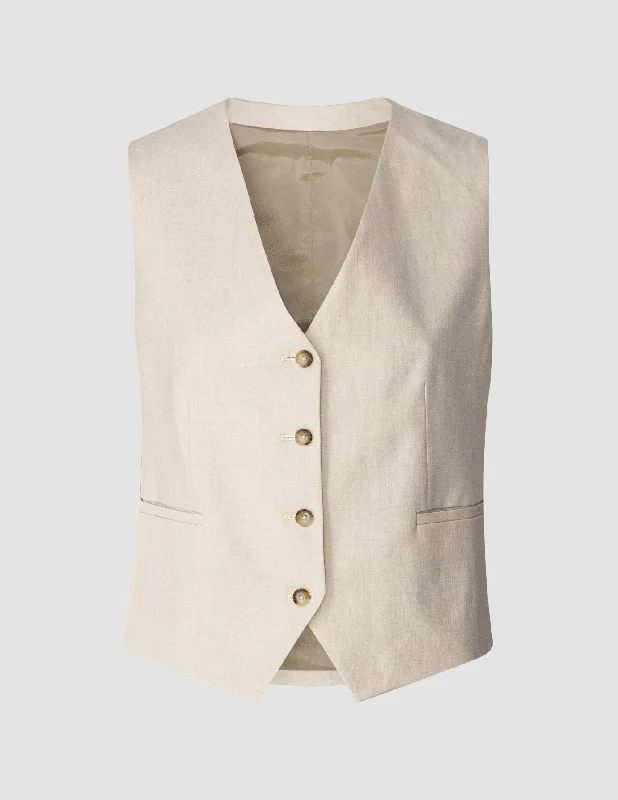 Linen Vest Sandshell