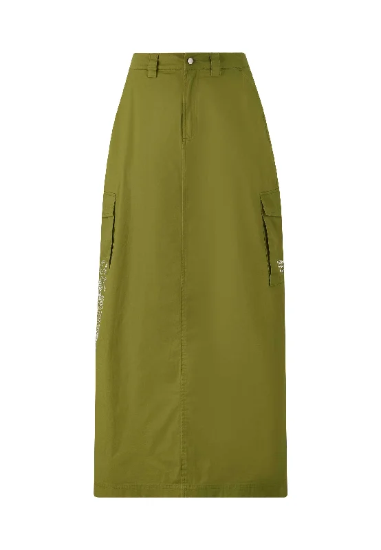 Womens Koi Wave Cargo Skirt - Green