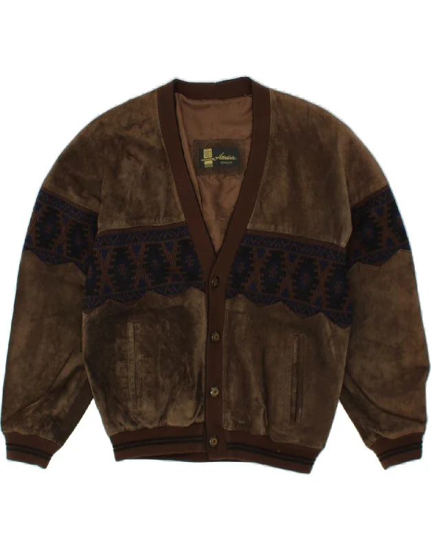 Men's Coats with Belted WaistsVINTAGE Mens Bomber Leather Jacket IT 50 Large Brown Fair Isle Leather Men's Coats with Belted WaistsVINTAGE Mens Bomber Leather Jacket IT 50 Large Brown Fair Isle Leather