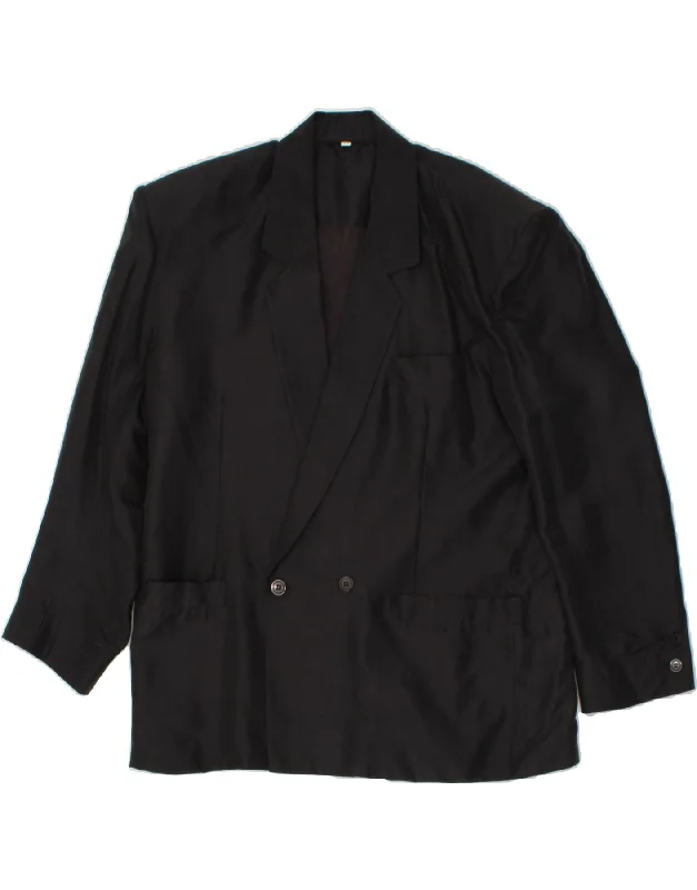 Men's Coats with ButtonsVINTAGE Mens Double Breasted Blazer Jacket UK 42 XL Black Silk Men's Coats with ButtonsVINTAGE Mens Double Breasted Blazer Jacket UK 42 XL Black Silk