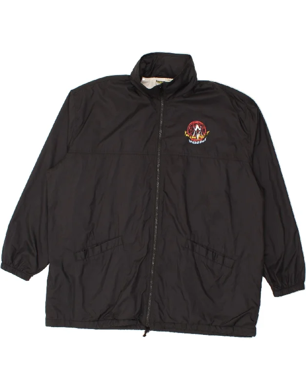 Men's Coats with Embroidered DetailsVOLKL Mens Graphic Hooded Rain Jacket UK 42 XL Black Nylon Men's Coats with Embroidered DetailsVOLKL Mens Graphic Hooded Rain Jacket UK 42 XL Black Nylon
